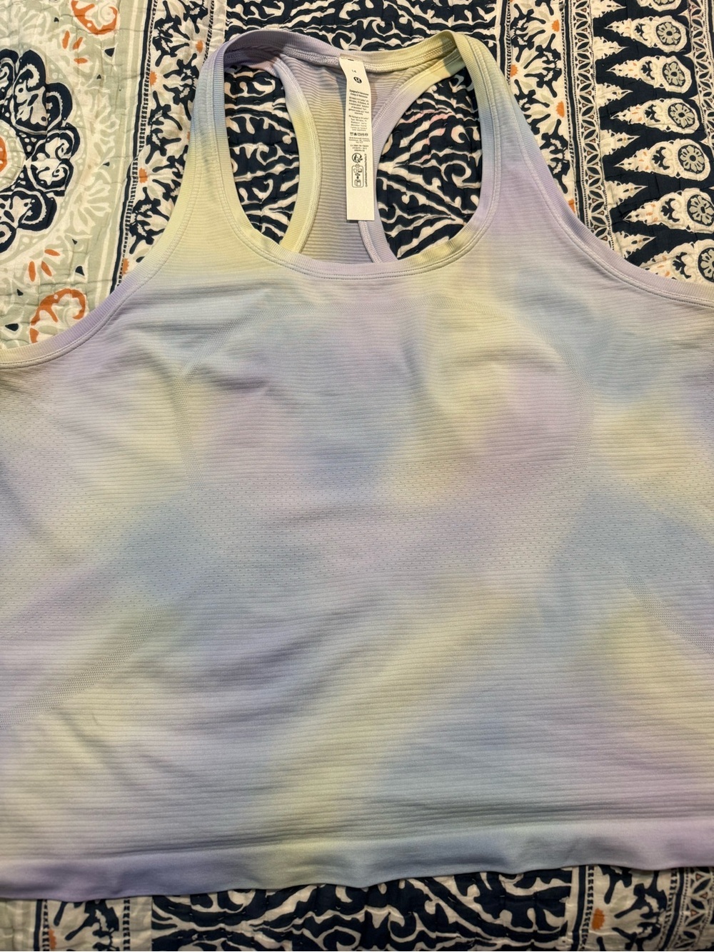 Lululemon swiftly tech racerback tank top.  Psychedelic wash and lavender frost